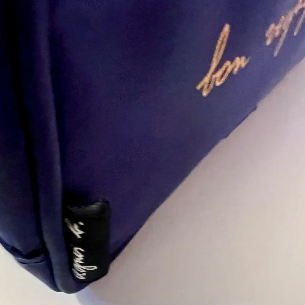 Agnes b x Cathay Pacific inflight amenity pouch bag blue gold airline canvas - Picture 5 of 6